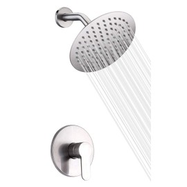 sumerain Shower Faucet Brushed Nickel,Single Handle Solid Brass Rough-in Valve with Shower Arm and Showerhead