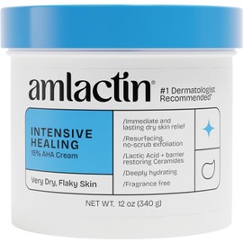 AmLactin Rapid Relief Restoring Body Cream – 12 oz Tub – 2-in-1 Exfoliator and Moisturizer for Dry Skin with 15% Lactic Acid and Ceramides for 24-Hour Moisturization