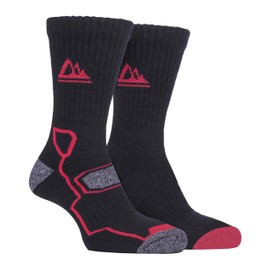 Storm Bloc - 2 Pack Mens Super Soft Breathable Bamboo Trekking Hiking Socks for Boots (6-11, Black Red)