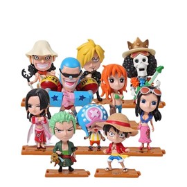 One Piece Figures, Luffy Zoro Sanji Figure Q Version Statue 10cm/3.9inch Mini Figures Cartoon Doll Toys Anime Collection Decoration (68 Generation 10 Pieces)