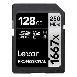 Original Lexar 1667x V60 250MB/s Flash Memory sd cards 64gb 128GB UHS-II U3 Card high speed 256GB SDXC For 3D 4K HD video (128GB)
