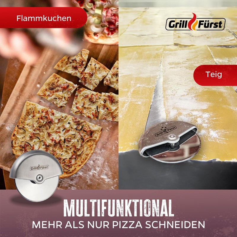 Grillfürst Pizza Cutter Stainless Steel Pizza Roller with Compact Handle,