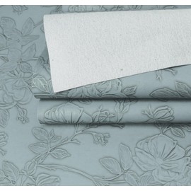 A-Express Flowers Faux Leather Fabric, Embossed PU Faux Leather, 140 cm Wide, Sold by the Metre, Vinyl Leather Material, 430 GSM Upholstery Fabric for Cars, DIY Craft Sheet, Wallet, Half Metre, Blue