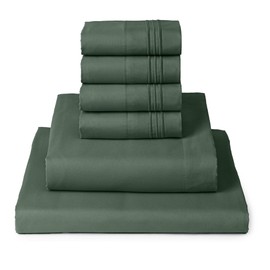 Mellanni Full Sheet Set - 6-Piece Iconic Collection Bedding, (Including 4 Pillowcases), 16-Inch Deep Pocket, Easy Care, Extra Soft, Cooling Sheets, Brushed Microfiber - Emerald Green
