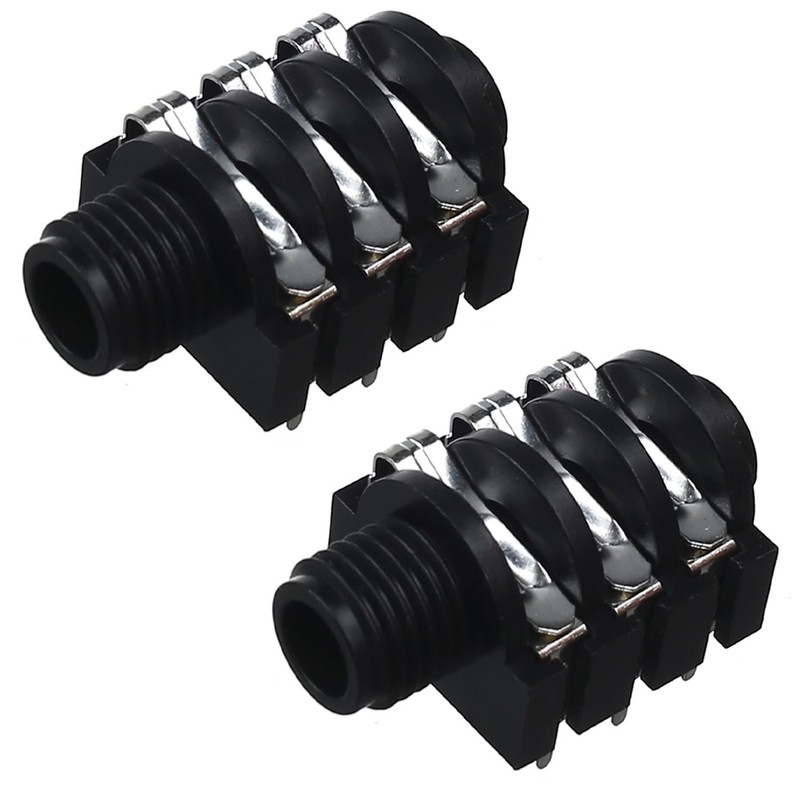 Fielect 2Pcs PCB Mount 6.35mm 6 Pin Socket Headphone Stereo