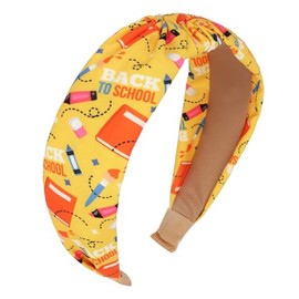 WHAVEL Teacher Headband Teacher Accessories Pencil Knotted Headbands Back School Outfits (Yellow, One Size)