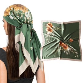 vimate Silk Bandana Scarf, Womens 35 Square Silk Like Scarfs for Head Sleeping at Night (Style 45)