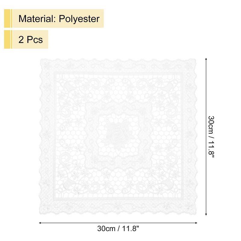 sourcing map 2Pcs Retro Lace Placemat 12x12-in Square Embroidered Table