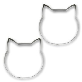 ZEOOR Pancake Cercle Ring, Cat Shape, Stainless Steel, Shallow Shape, Set of 2