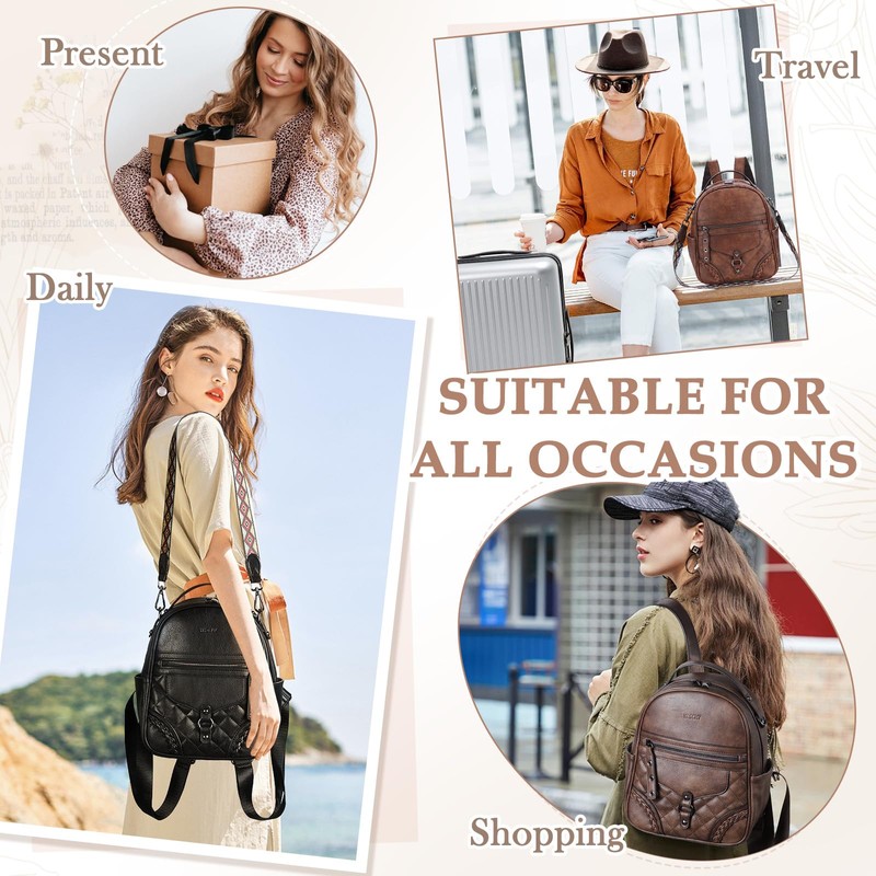 Small Backpack Purse for Women,VASCHY Cute Vegen Leather Mini Backpack