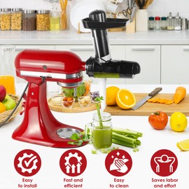 Masticating Juicer Attachment for KitchenAid Stand Mixer, Masticating Juicer, Slow Juicer Attachment for KitchenAid All Models Stand Mixers,Black