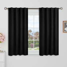 BGment Black Blackout Curtain Blinds - 38 x 40 Inch Thermal Insulated Rod Pocket and Back Tab Blackout Curtains for Kitchen/Home Decor/Bedroom, 2 Window Curtain Panels