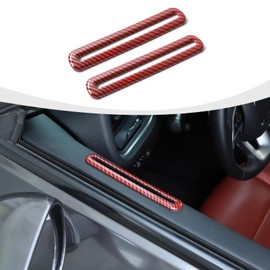 RAZPOY for Challenger Door Air Vent Trim, Door AC Air Conditioner Outlet Vent Cover Ring Compatible with 2015-2023 Dodge Challenger Interior Accessories, Red Carbon Fiber