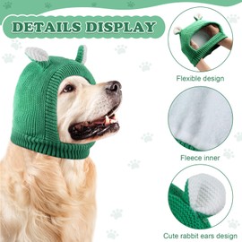 Frienda Quiet Ears for Dogs, Dog Ear Muffs Noise Protection Knitted Pet Ears Snood Head Wrap Hats for Medium to Large Cats Pets(Green)