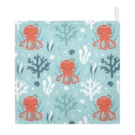 vvfelixl Baby Muslin Washcloths Octopus Swimming Underwater Baby Burp Cloths Cotton Baby Face Towel for Newborn Infants Boys Girls Soft and Absorbent 11.8 X 11.8 in, 3 Pack