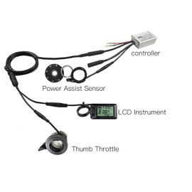 Electric Bicycle Motor Kit, 36V 48V 250W 350W Electric Bike Brushless Motor Controller with LCD7C Panel, 1 to 2 Cable Fully Waterproof E Bike Conversion Kit for Electric Bicycle