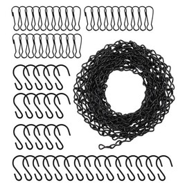 Suwimut 157 Inches Hanging Chains, Black Metal Hanging Chain with 30 S Hooks and 30 Clips for Hanging Bird Feeders,Planters, Billboards, Chalkboards, Wind Chimes,Lanterns, Outdoor Indoor Use