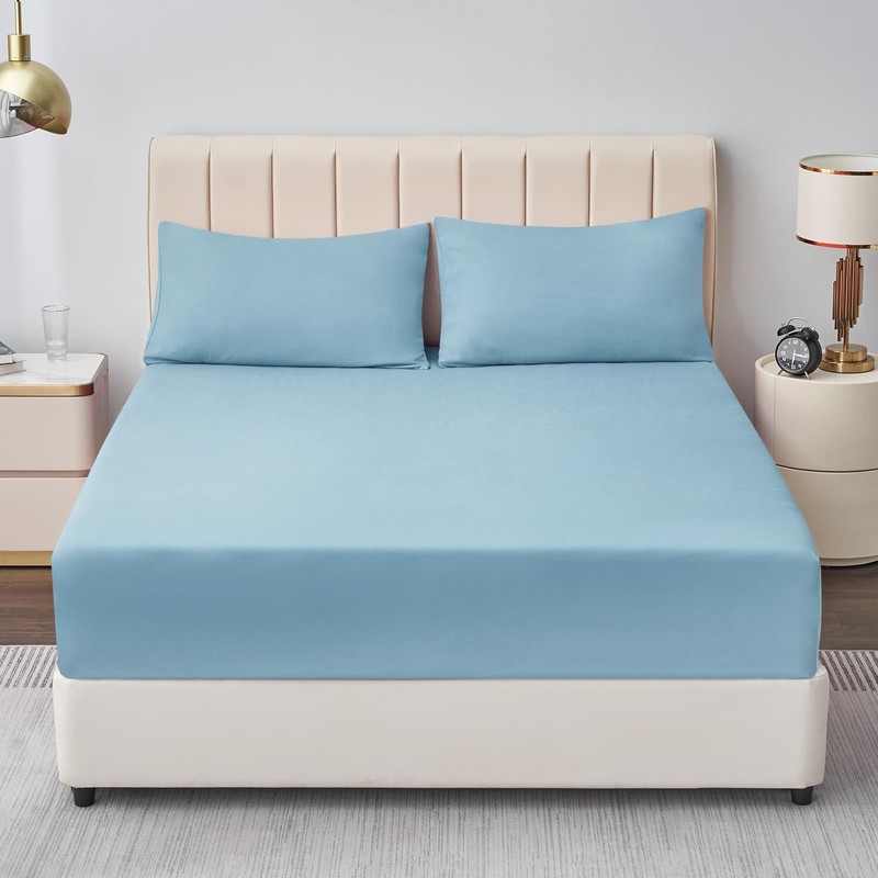 Aisbo Double Fitted Sheet Spa Blue - Extra Deep Pocket