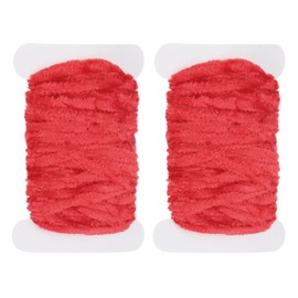 PATIKIL Chenille Fly Tying Total 10 M, 2 Pack Rayon Chenille Fly Tying Materials Line Fly Thread Supplies for Making Fishing Hook Jig Making Fly Patterns Fishing, Red