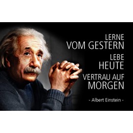 Schatzmix Tin Sign with German Text "Einstein Lerne vom Gesterster" [German Language] Metal Sign Wall Decoration 20 x 3