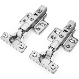 Luokim 26mm Small Cup Half Overlay Soft Close Cabinet Hinges for Thin Door Clip On Mounting Plate Concealed Cabinet Hinges with Screws Nickel Finish 2pcs