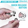DURATECH 3PCS Stubby Ratchet Wrench Set, 90-Tooth 1/4" 3/8" 1/2"