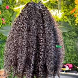 Unprocessed Hair Bundle 100% Human Hair Extension Natural Wavy Raw Human Hair Burmese Curly Indian Curly BabyCurly BouncyCurlycolor: Afro Kinky, Stretched Length: 20 Inches