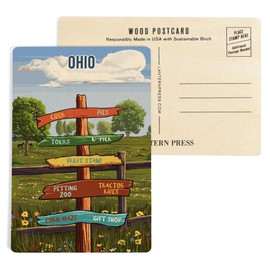 Ohio, Signpost, Orchard (4x6 Birch Wood Postcards, 2-Pack Stationary, Rustic Home Wall Decor)