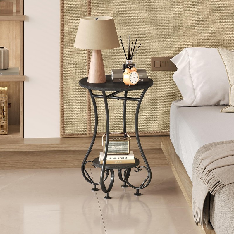 X-cosrack Small Round Side Table,Round End Table for Small Spaces