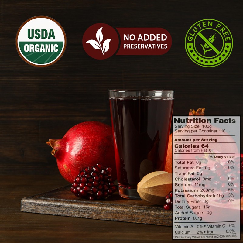 100% Organic Pomegranate Juice, 6.7 Oz Glass Bottle (6 Pack)