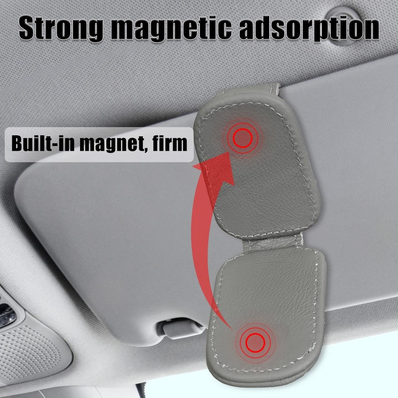 Sunglasses Holders for Car Sun Visor Magnetic Leather Sunglass Holder