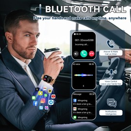Homailida Men's Smartwatch with 2 Adjustable Wristbands, Smart Watch Calls and Voice Assistant, Message Notifications, Over 100 Sports Modes, IP67, Fitness Watch for Android and iOS, Gold