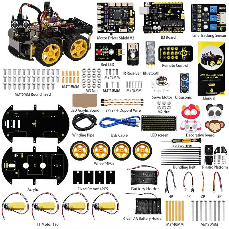 KEYESTUDIO 4WD Programmable Smart Car Robot Starter Learning DIY Kit