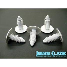 Jurassic Classic Auto Parts Pontiac 5 White 1/4" Bumper Fender Nylon Plastic Push Retainers Fasteners Clips