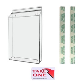 Marketing Holders Outdoor Brochure Holder Holds 8.5" x 11" Flyers and Advertisements Clear Acrylic Wall Mount Box with Lid Includes Adhesive Strips and Take One Sticker