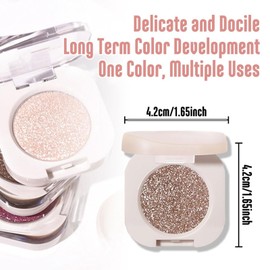 BelleVive Glitter Eyeshadow, Light Eyeshadow, Pressed Glitter Eyeshadow, Glitter Matte Pressed Powder Single Eyeshadow, Vegan Eyeshadow, Talc Free, Glitter Free (10)