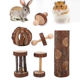 Zerodis Set of 5 Hamster Chew Toys Wooden Toys for Small Animals Activity Game Rabbit Dental Care Toy