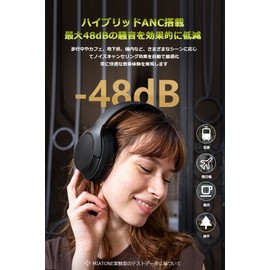 MIATONE Wireless Headphones Bluetooth 5.4 | Up to 48 dB Hybrid Active Noise Cancelling & Outline Capture/Heavy Bass Sound/Wireless & Wired Pairs/60 Hours Playback/Storage Case Included/40mm + 10mm