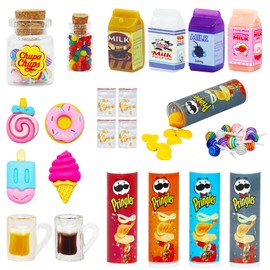 20 Pieces Mini Food Set, Miniature Gnome Accessories, Kitchen, Miniature Food and Drink Dollhouse Accessories, Miniature Dollhouse Accessories for Christmas, New Year and Party Scene Decoration