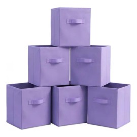 Set 6 Organizadores De Ropa Plegables Color Púrpura Morado Bolsas De Almacenamiento Para Armario Edredones Cobijas Sábanas Gran Capacidad Tela Con Ventana