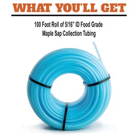 SAP HAPPY Maple Syrup Sap Collection Tubing (50 Feet) - 5/16" ID - Food Grade - Vacuum Hose - Tree Tapping Tubing Line