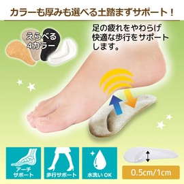 Arch Pads, Set of 2 Pairs (4 Pieces), Arch Support, Insole, Protective Pad for Standing Work, Unisex (Greige, 0.4 inch (1 cm) Thick)