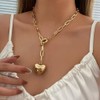 Chunky Gold Heart Necklaces for Women 14K Gold Puffy Heart