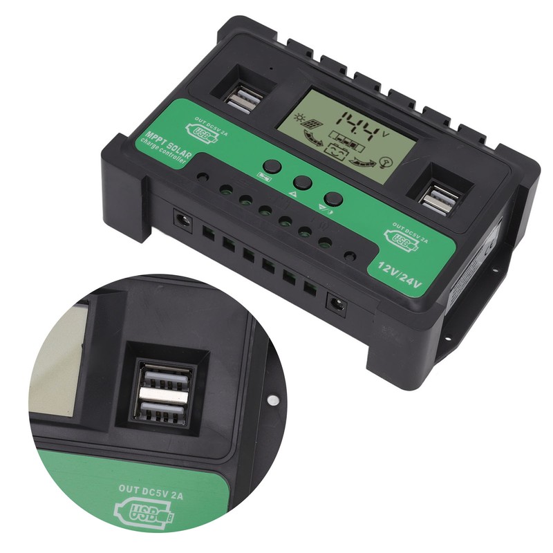 Solar Controller 12V 24V Charge Discharge PV Regulator LCD Display