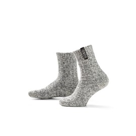LK Trend & Style Grey Heather Sheep's Wool Socks, 60% Virgin Wool, 40% Stretch Polyamide, Sizes 4-7 for Women with Jet Black Label, gray