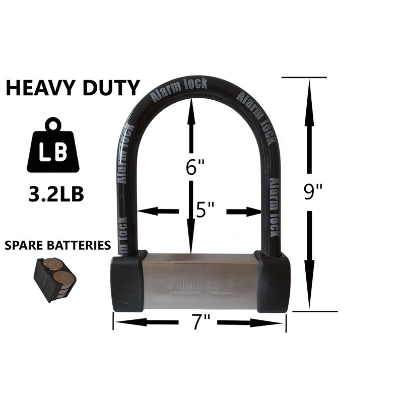 EnzZone Heavy Duty Anti Theft Alarm U Lock for E-Bikes,