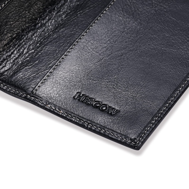 HISCOW Minimalist Checkbook Cover - Italian Leather (Antiqued Black)