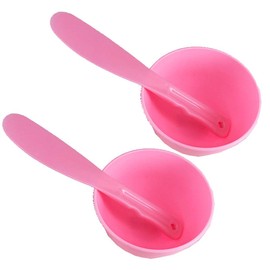 luzen 2Pcs Professional Silicone Mask Bowls with Plastic Spatula Reusable DIY Facial Mask Bowl Mixing Spatula Cosmetic Mud Mask Mixing Bowl Skincare Beauty Tool Kit for Beauty Salon or Home Use, Pink
