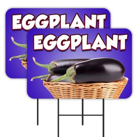 Vista Products Eggplant 2 Pack Double-Sided Yard Signs 16" x 24" with Metal Stakes (Made in Texas)