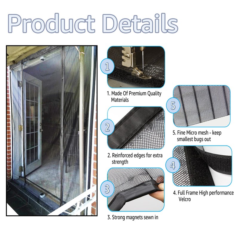 TheFitLife Double Door Magnetic Screen - Mesh Curtain with Full
